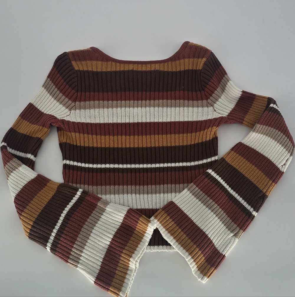 Hollister Ribbed Knit Striped Long Sleeve Sweater Top Size M - Picture 4 of 5